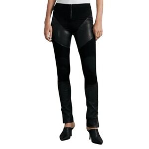 Rag & Bone Suede & Leather Moto Pants | Black‎ Mixed Media Size 0